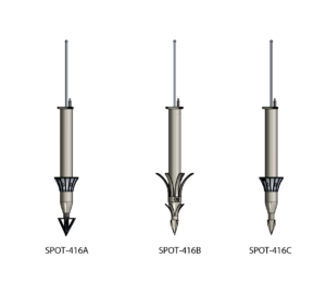 Technical drawings of the three variants of the SPOT-416 tags